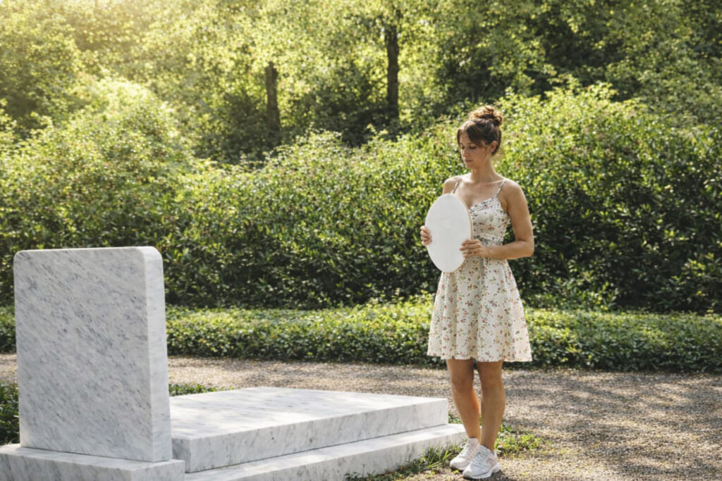 zdjęcie nagrobkowe na pomniku - portret na porcelanie wykonany przez OVALE